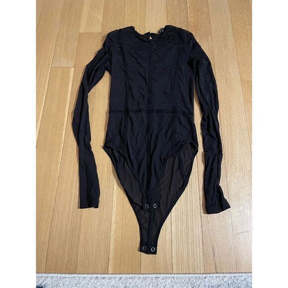 Mesh See-Through Long Sleeve round neck body suit size S - Picture 1 of 3